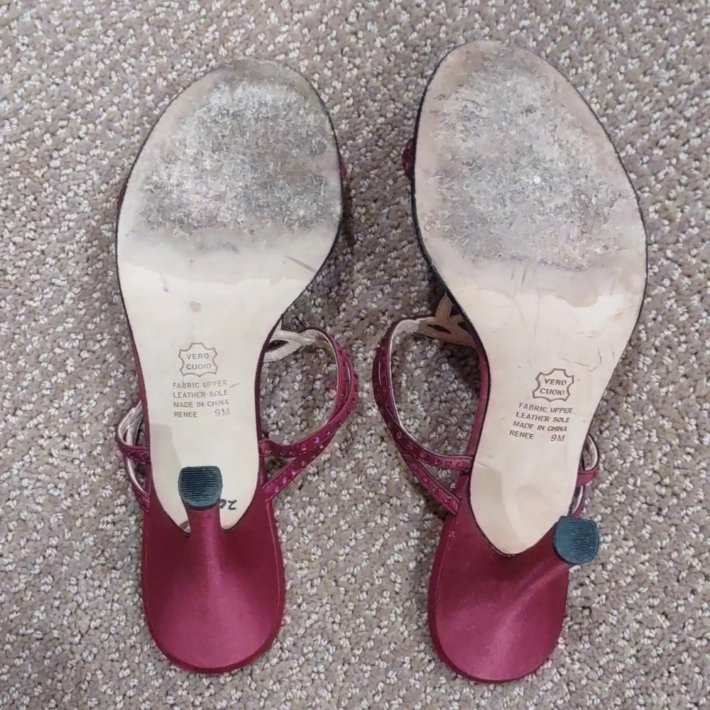 Raspberry, Fushia hot pink bling open toe heeled sandals, BP